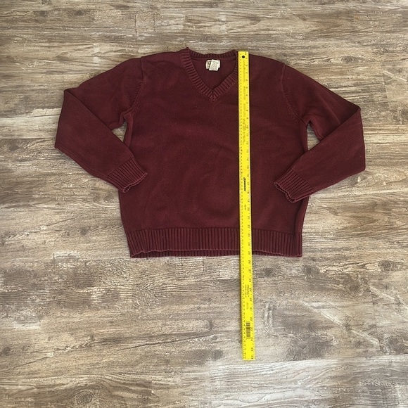 L.L. Bean Men’s Knit Sweater V-Neck Maroon Cotten XL - Picture 2 of 5